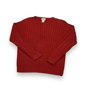 L.L. Bean Red Cable Knit Sweater